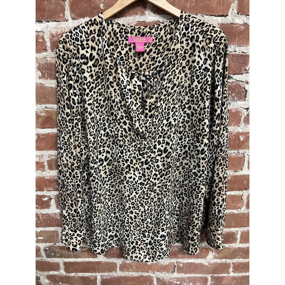 Catherines Women's Cheetah Print Plus Size Blouse 3X